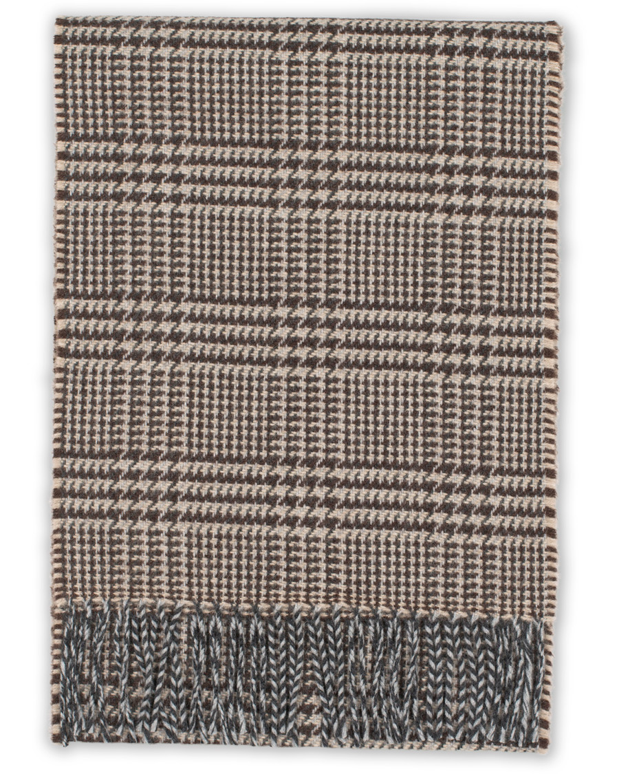 Homme | Drake's Lambswool/Angora Glencheck Scarf Brown | Drake's | Lambswool/Angora Glencheck Scarf Brown