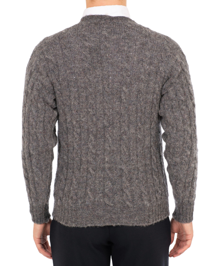 Homme | Pulls Et Tricots | Drake's | Shetland Cable Crew Neck Grey
