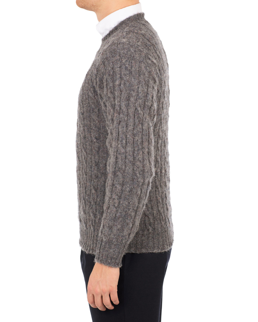 Homme | Pulls Et Tricots | Drake's | Shetland Cable Crew Neck Grey