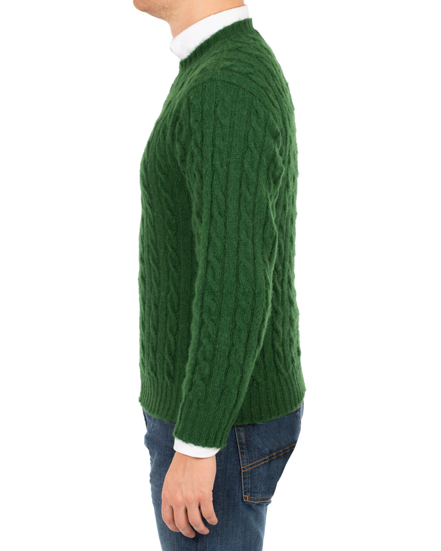 Homme | Pulls Et Tricots | Drake's | Shetland Cable Crew Neck Green