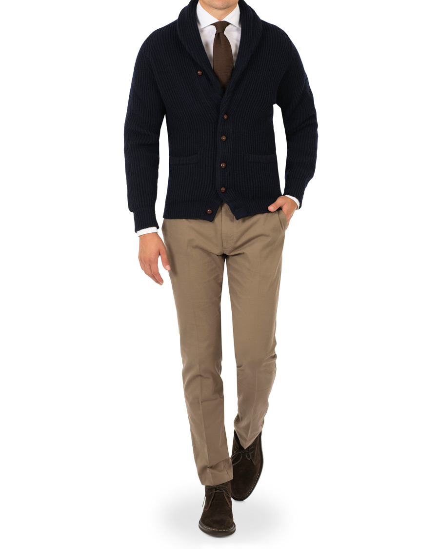 Homme | Pulls Et Tricots | Drake's | Lambswool Shawl Cardigan Navy
