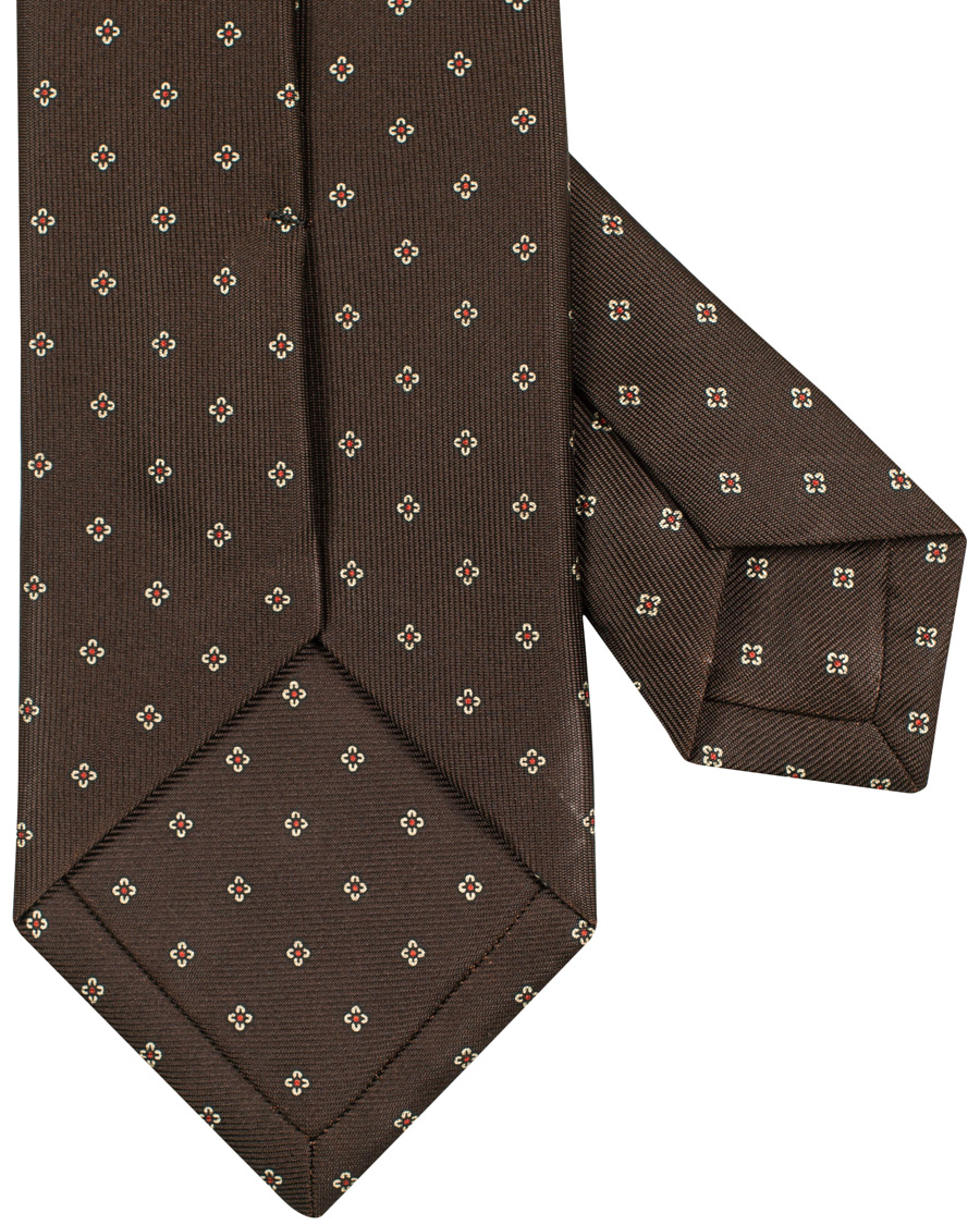 Homme | Drake's Silk Micro Printed Flower 8 cm Tie Brown | Drake's | Silk Micro Printed Flower 8 cm Tie Brown