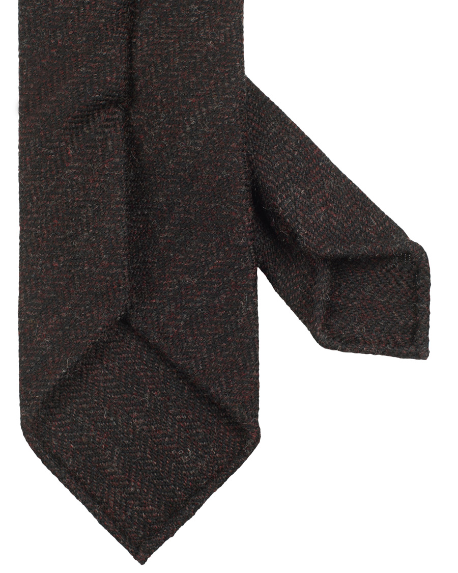 Homme | Drake's Wool Herringbone 8 cm Tie Dark Brown | Drake's | Wool Herringbone 8 cm Tie Dark Brown