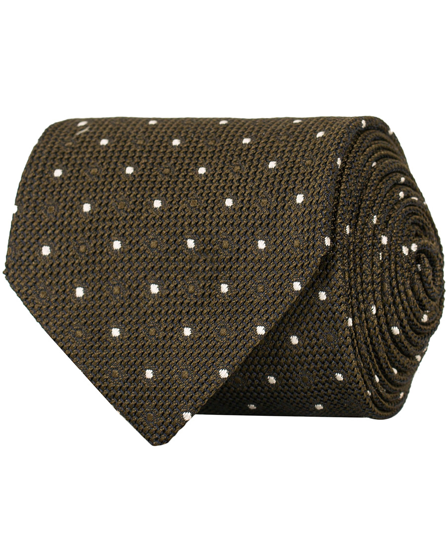 Homme | Drake's Silk Grenadine Woven Dot 8 cm Tie Brown | Drake's | Silk Grenadine Woven Dot 8 cm Tie Brown