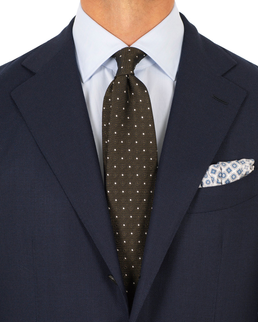 Homme | Drake's Silk Grenadine Woven Dot 8 cm Tie Brown | Drake's | Silk Grenadine Woven Dot 8 cm Tie Brown
