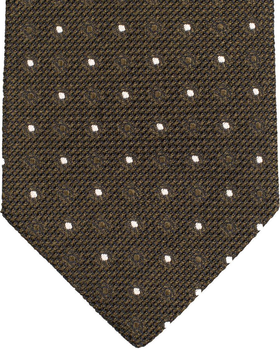 Homme | Drake's Silk Grenadine Woven Dot 8 cm Tie Brown | Drake's | Silk Grenadine Woven Dot 8 cm Tie Brown
