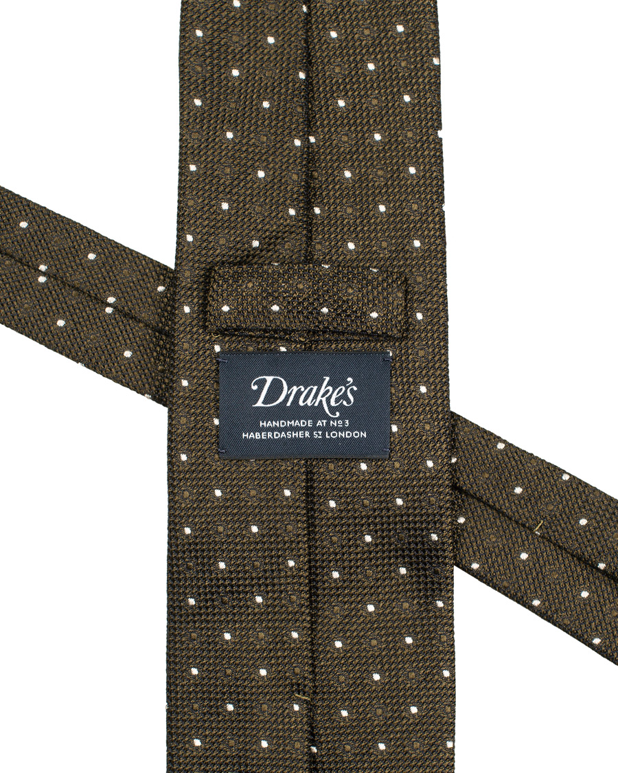 Homme | Drake's Silk Grenadine Woven Dot 8 cm Tie Brown | Drake's | Silk Grenadine Woven Dot 8 cm Tie Brown