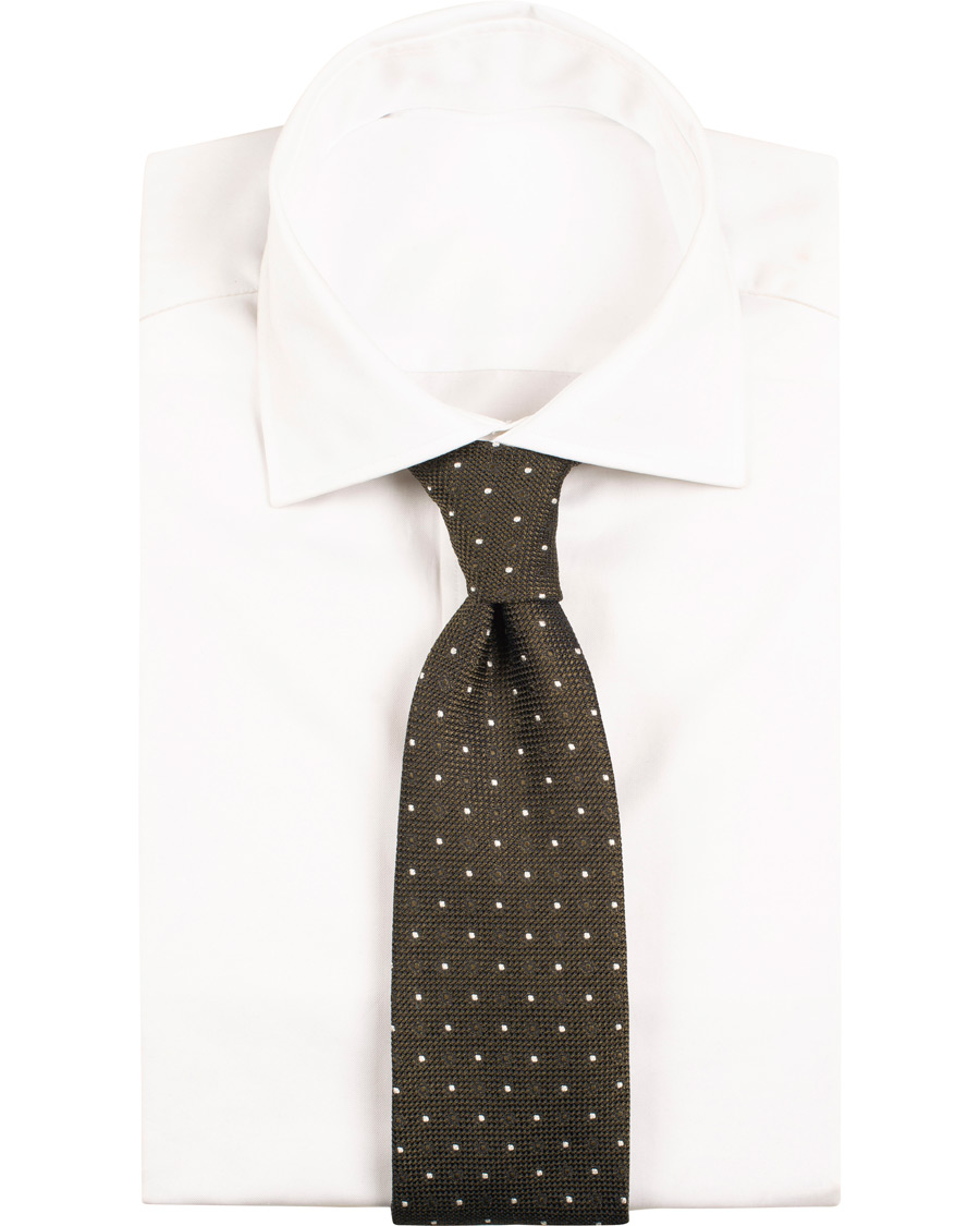 Homme | Drake's Silk Grenadine Woven Dot 8 cm Tie Brown | Drake's | Silk Grenadine Woven Dot 8 cm Tie Brown