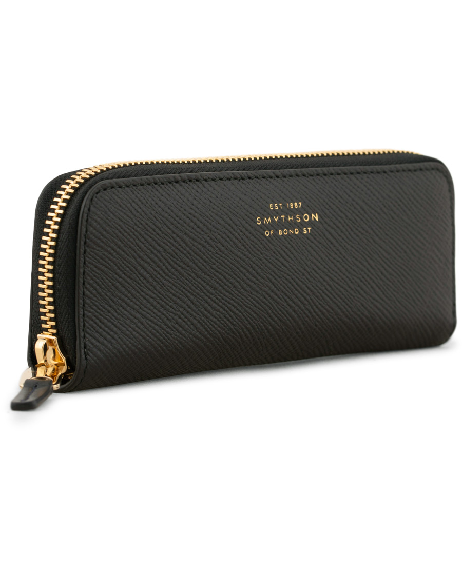 Homme | Smythson Panama Double Pencil Case Black | Smythson | Panama Double Pencil Case Black