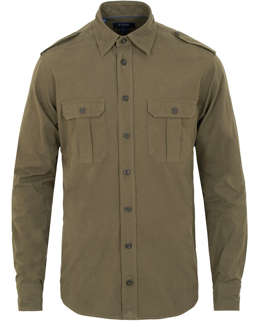 Homme | Manteaux Et Vestes | Eton | Slim Fit Twill Overshirt Green