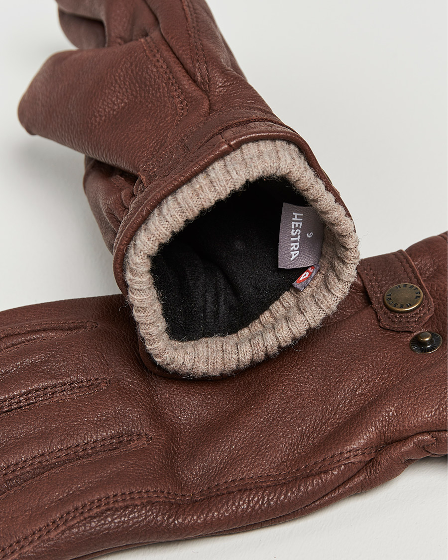 Heren | Handschoenen | Hestra | Utsjö Fleece Lined Buckle Elkskin Glove Chestnut