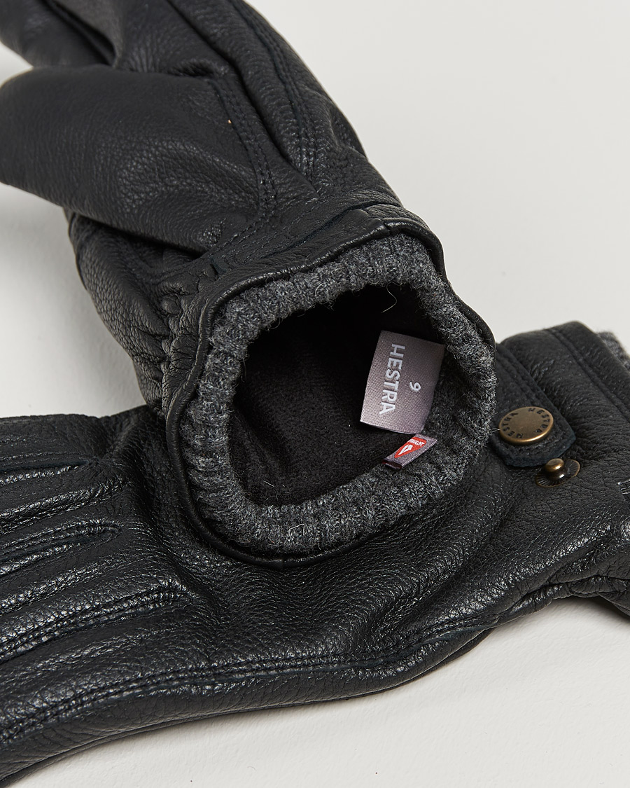 Homme | Hestra Utsjö Fleece Liner Buckle Elkskin Glove Black | Hestra | Utsjö Fleece Liner Buckle Elkskin Glove Black