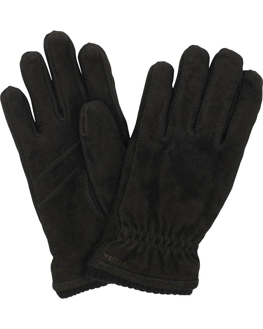 Homme | Hestra Nathan Goat Suede Prima Loft Glove Black | Hestra | Nathan Goat Suede Prima Loft Glove Black