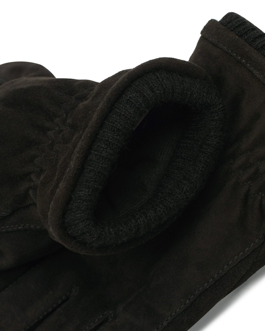 Homme | Hestra Nathan Goat Suede Prima Loft Glove Black | Hestra | Nathan Goat Suede Prima Loft Glove Black