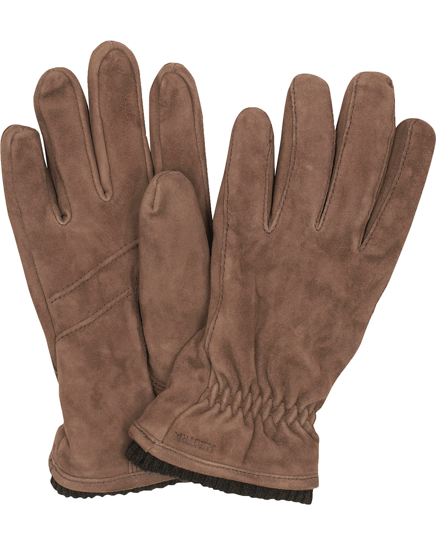 Homme | Hestra Nathan Goat Suede Prima Loft Glove Brown | Hestra | Nathan Goat Suede Prima Loft Glove Brown