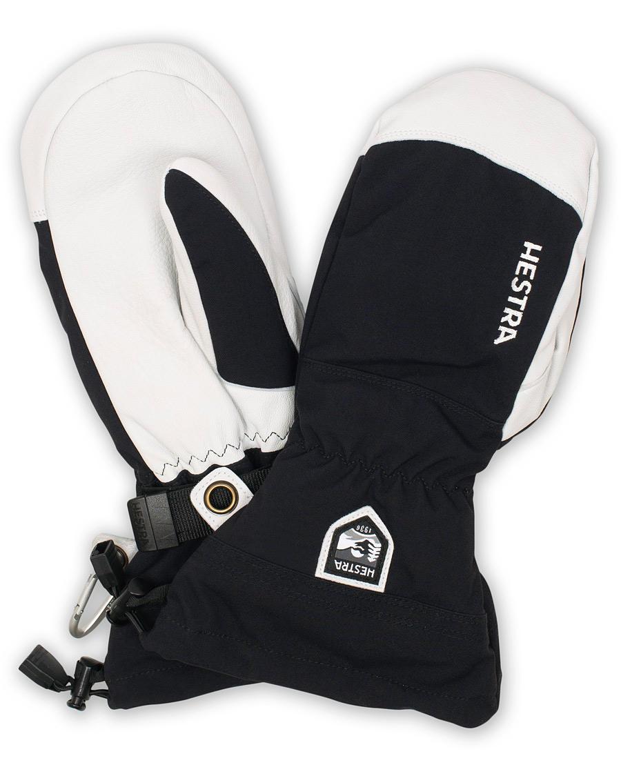 Homme | Hestra Army Leather Heli Ski Mittens Black/White | Hestra | Army Leather Heli Ski Mittens Black/White