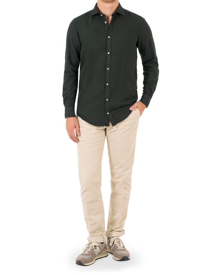 Homme | Chemises | Massimo Alba | Genova Slim Fit Light Flannel Shirt Bottle Green