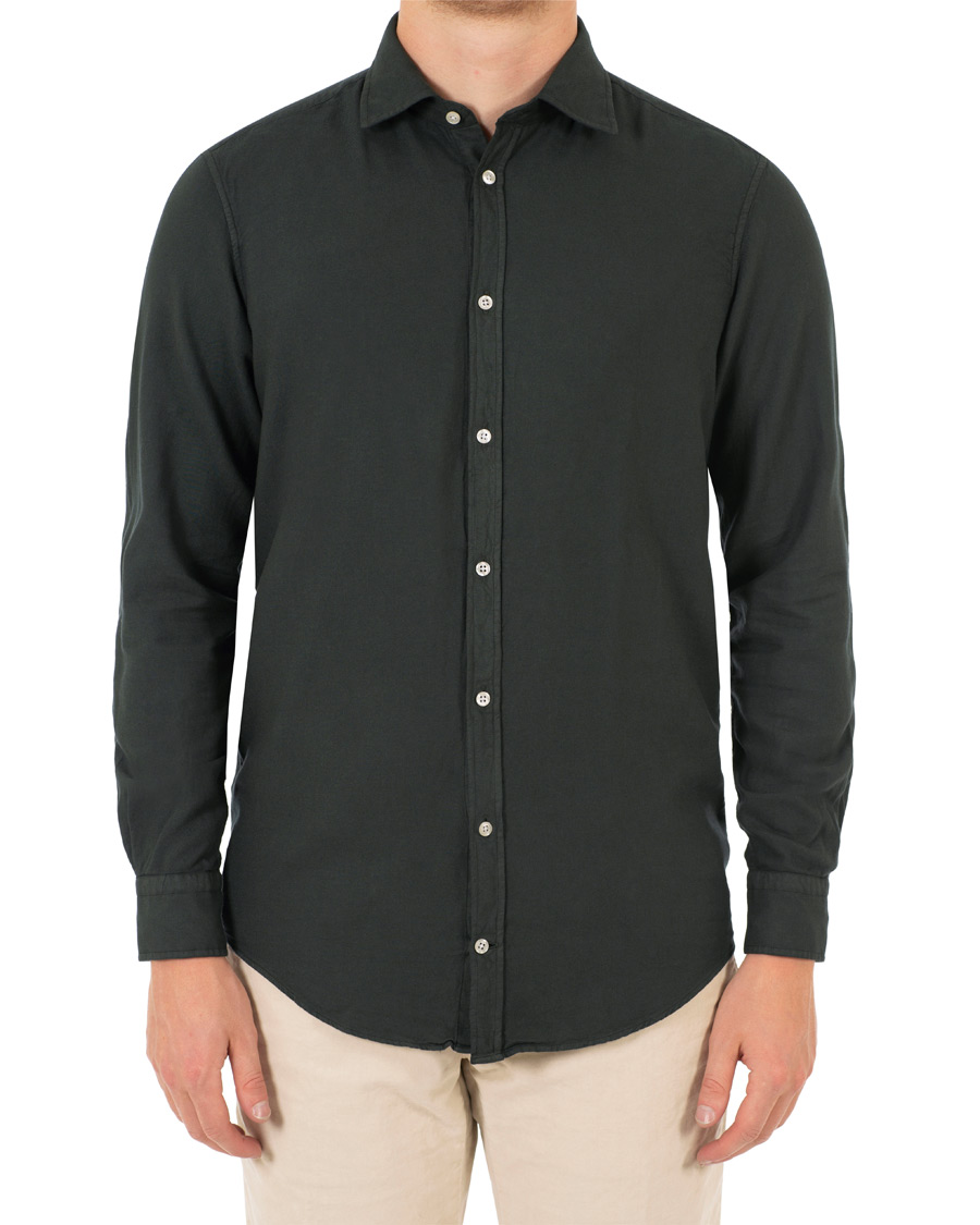 Homme | Chemises | Massimo Alba | Genova Slim Fit Light Flannel Shirt Bottle Green