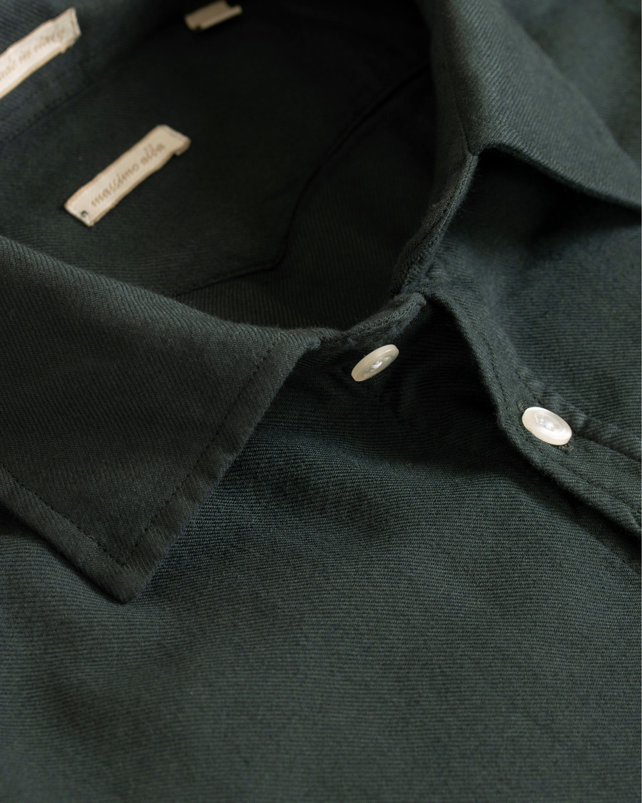 Homme | Chemises | Massimo Alba | Genova Slim Fit Light Flannel Shirt Bottle Green