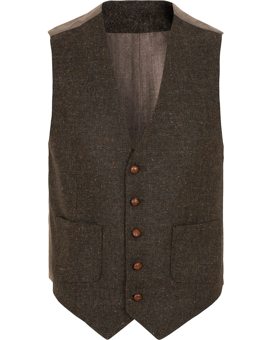 Homme | Blazers | Morris | Harris Tweed Waistcoat Brown