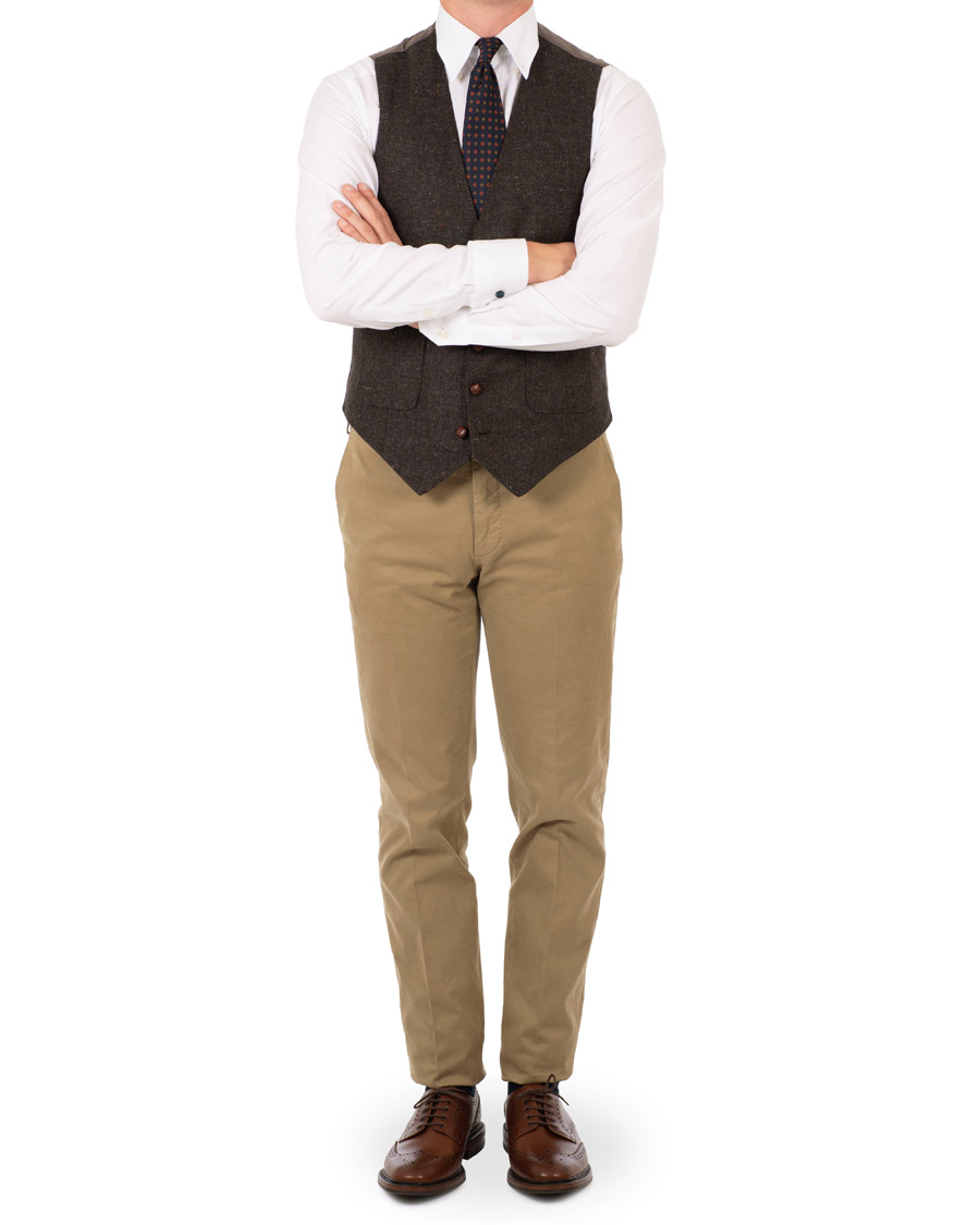 Homme | Blazers | Morris | Harris Tweed Waistcoat Brown