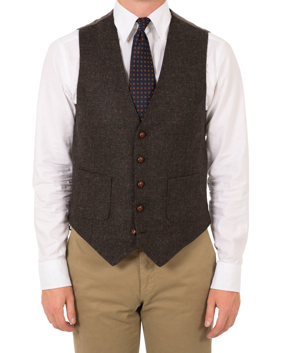 Homme | Blazers | Morris | Harris Tweed Waistcoat Brown