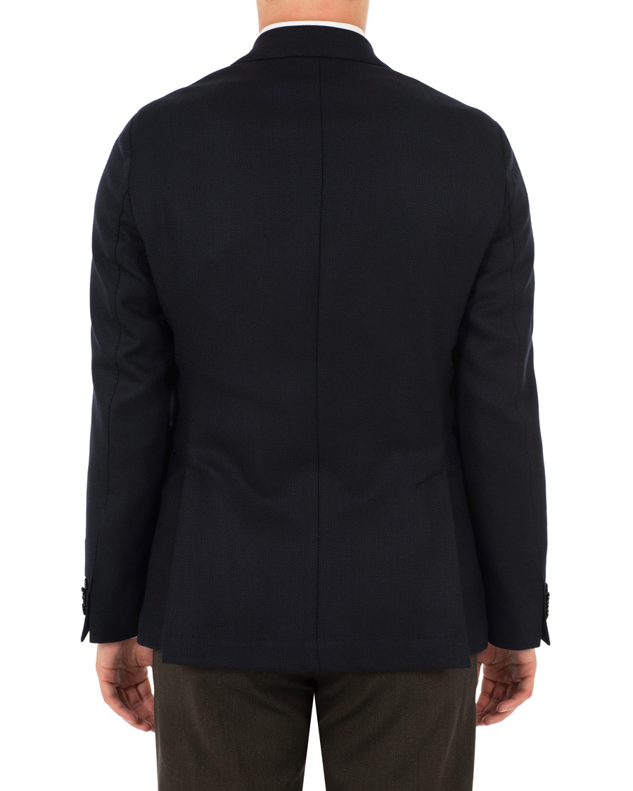 Homme | Blazers | Oscar Jacobson | Egel Wool Basket Weave Blazer Navy