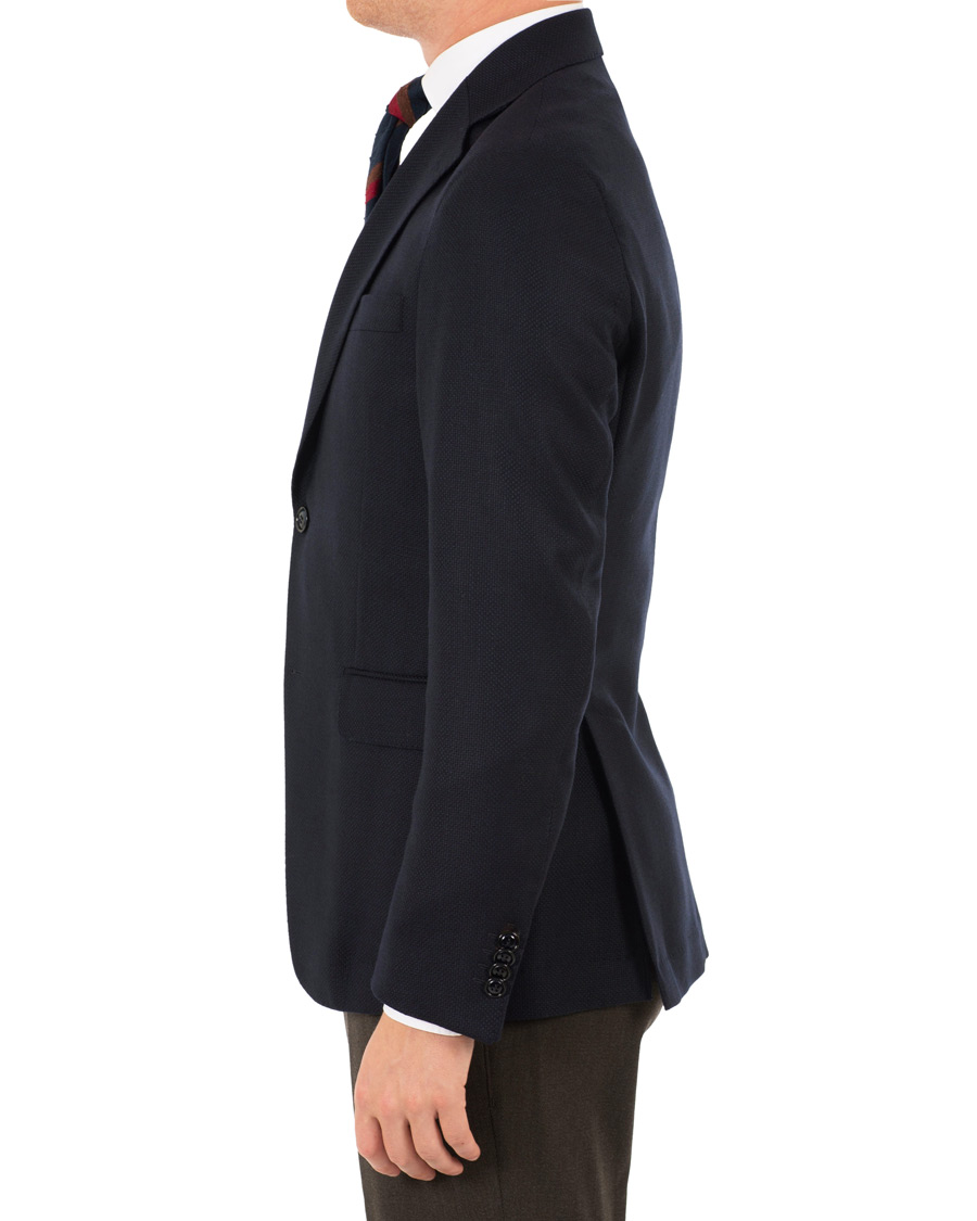 Homme | Blazers | Oscar Jacobson | Egel Wool Basket Weave Blazer Navy