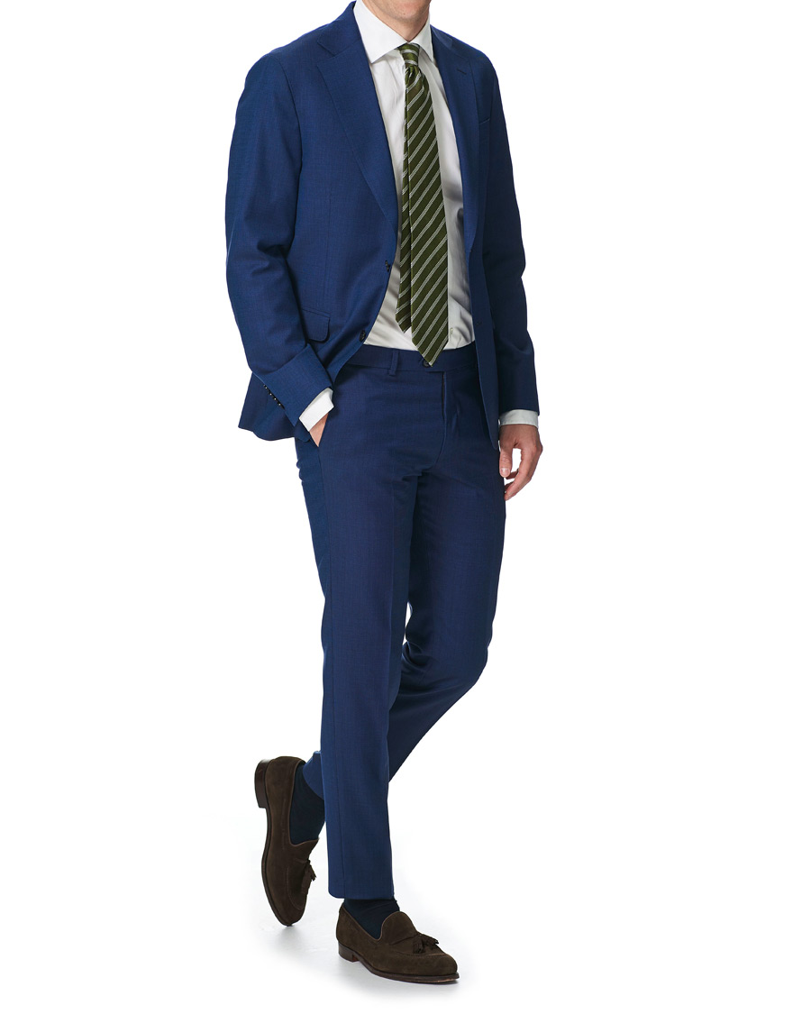 Homme | Pantalons | Oscar Jacobson | Denz Wool Trousers Blue
