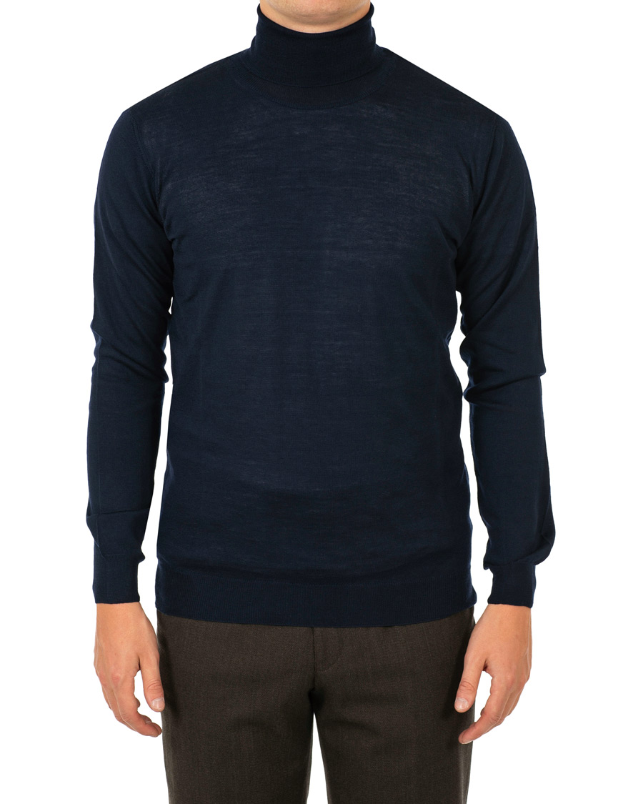 Heren | Truien | Oscar Jacobson | Cole Extra Fine Merino Rollneck Navy