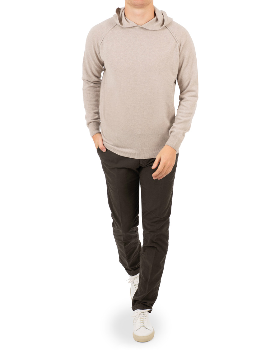 Homme | Pulls Et Tricots | Oscar Jacobson | Pascal Ultra Fine Merino/Cashmere Hoodie Beige