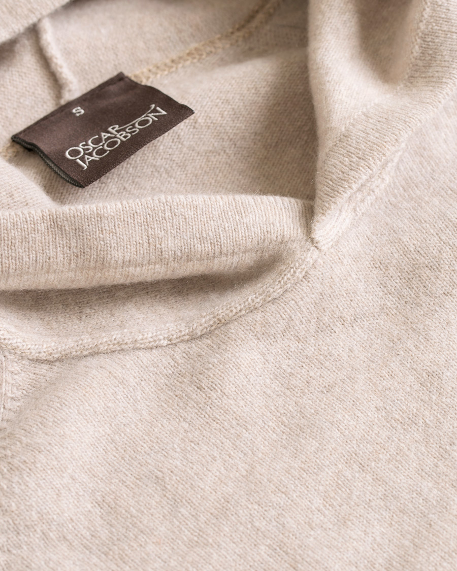 Homme | Pulls Et Tricots | Oscar Jacobson | Pascal Ultra Fine Merino/Cashmere Hoodie Beige