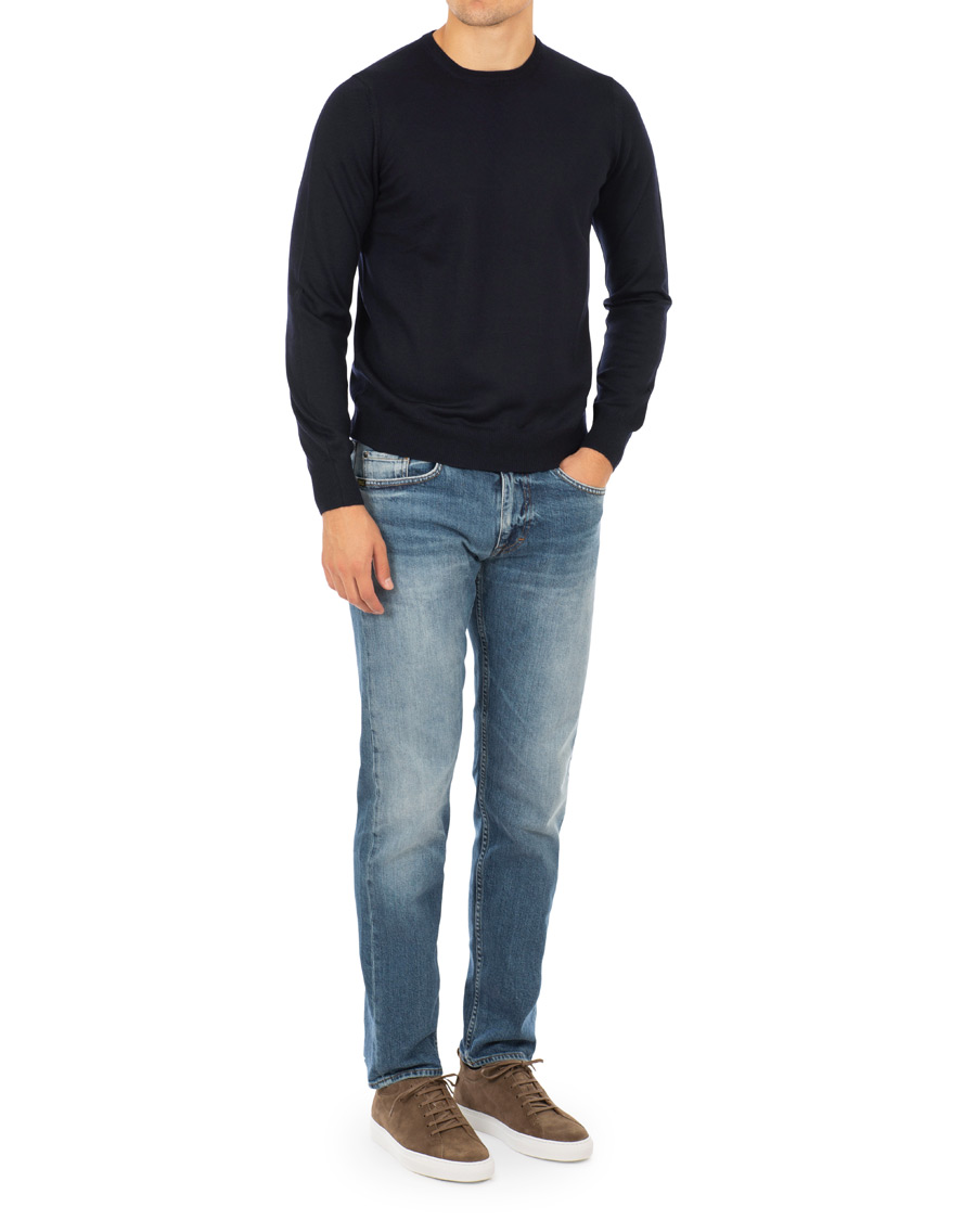 Heren | Jeans | Tiger of Sweden Jeans | Straight Lone Stretch Jeans Mid Blue