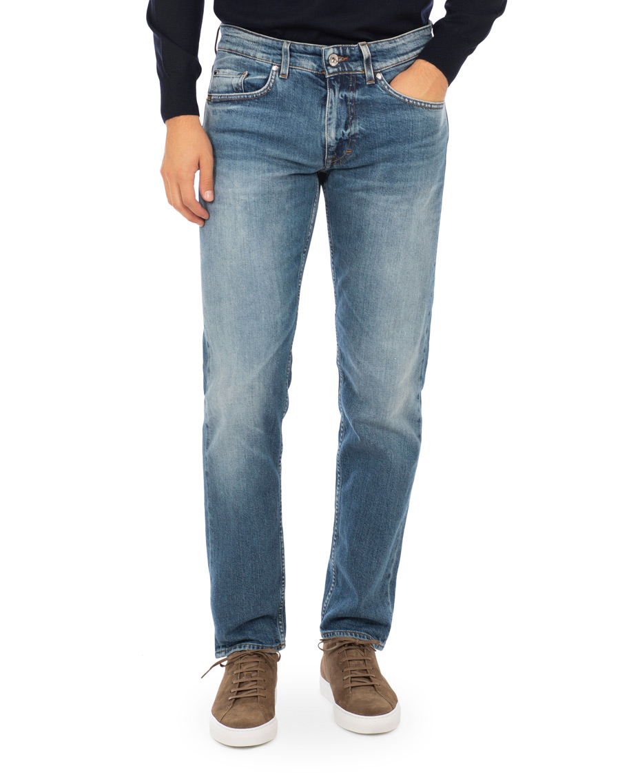 Heren | Jeans | Tiger of Sweden Jeans | Straight Lone Stretch Jeans Mid Blue