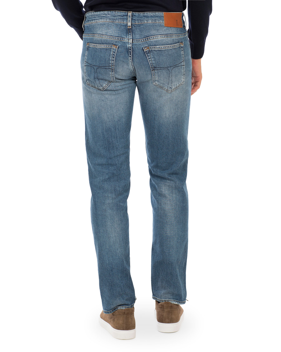 Heren | Jeans | Tiger of Sweden Jeans | Straight Lone Stretch Jeans Mid Blue