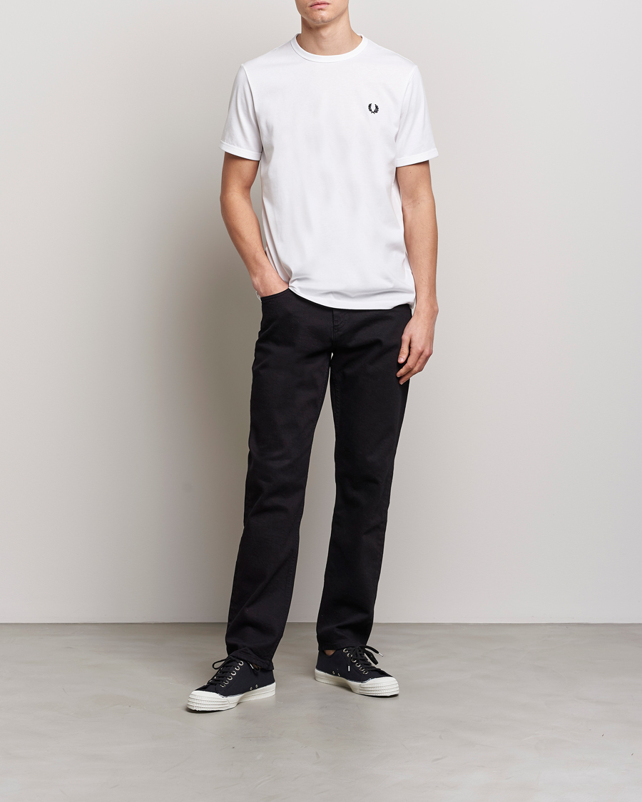Heren | T-shirts | Fred Perry | Ringer Crew Neck Tee White