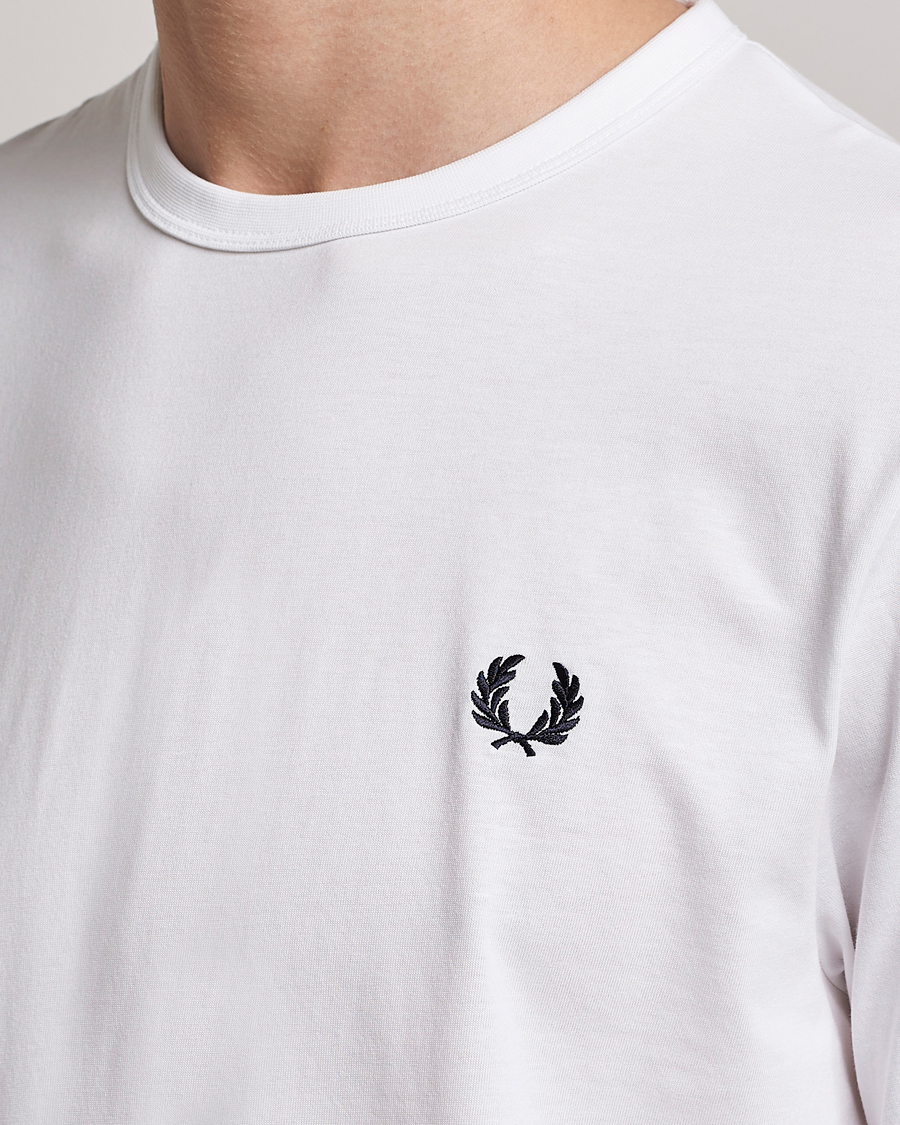 Heren | T-shirts | Fred Perry | Ringer Crew Neck Tee White