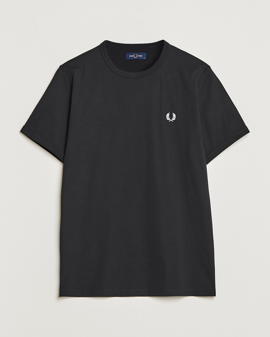 Heren | T-shirts | Fred Perry | Ringer Crew Neck Tee Black