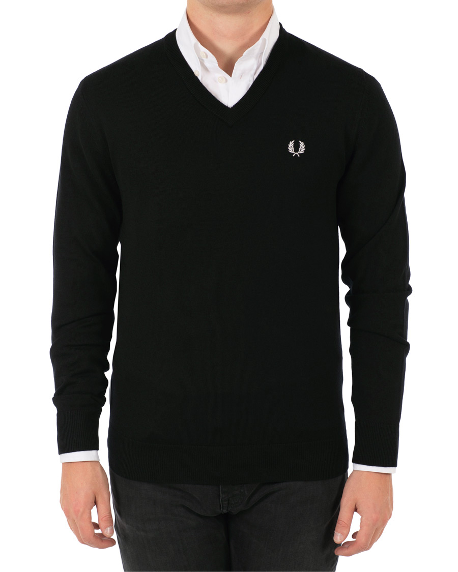 Homme | Pulls Et Tricots | Fred Perry | Merino Wool V-Neck Pullover Black