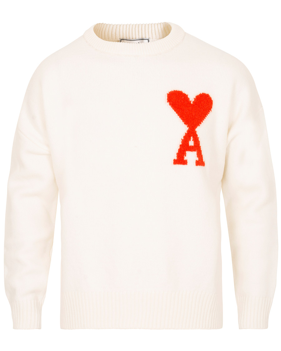 Heren | Truien | AMI | Boiled Wool Heart Sweater White