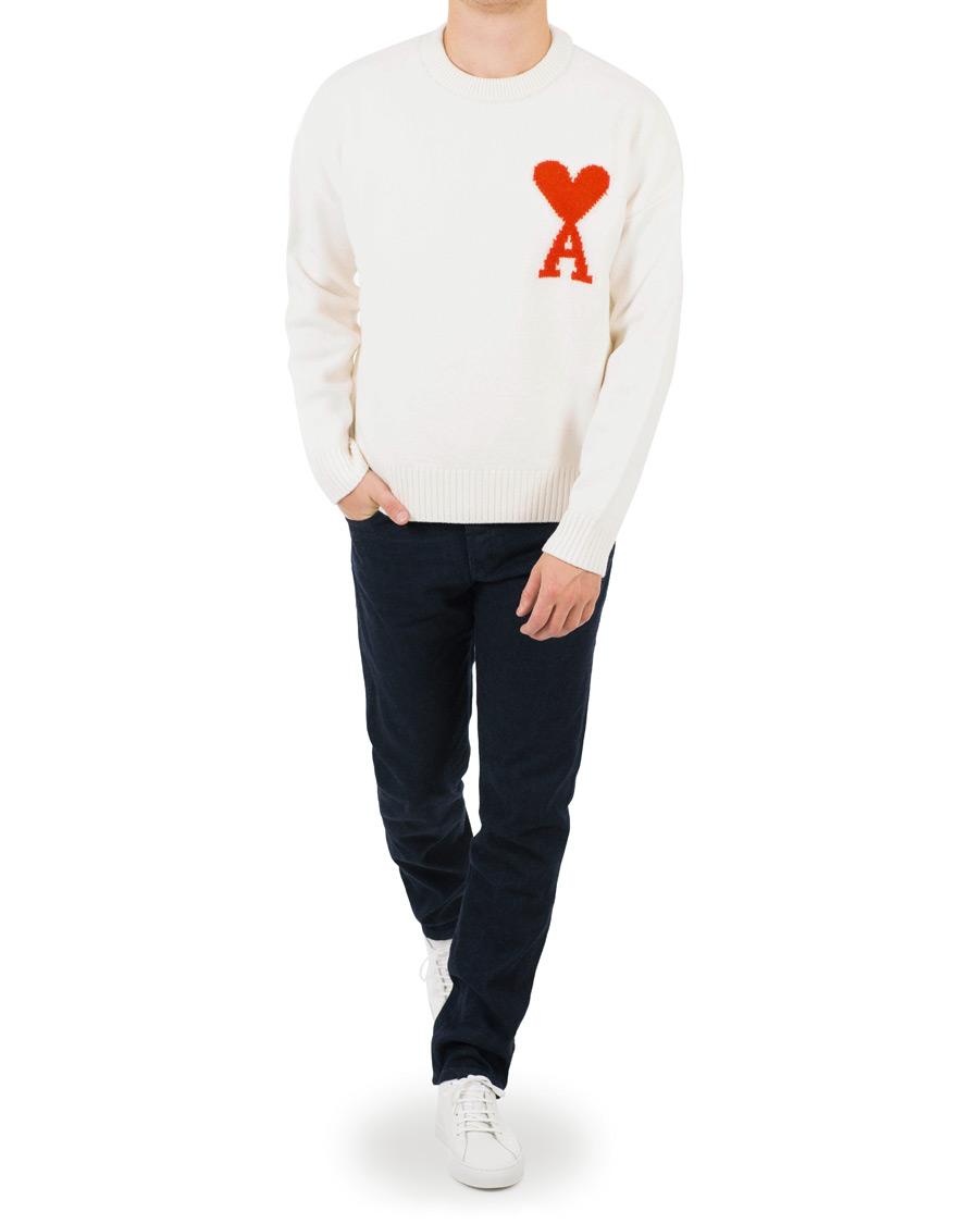 Heren | Truien | AMI | Boiled Wool Heart Sweater White