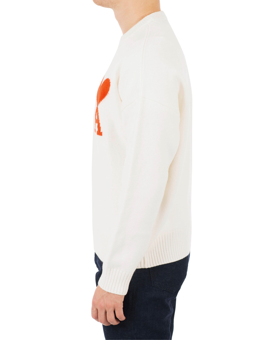 Heren | Truien | AMI | Boiled Wool Heart Sweater White