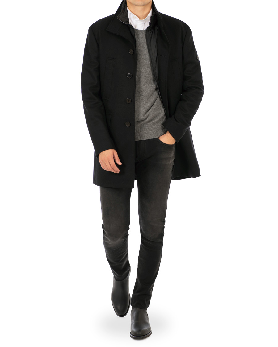 Homme | Manteaux Et Vestes | J.Lindeberg | Gavin Stand Up Collar Compact Melton Coat Black