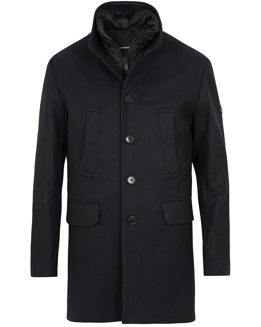 Homme | Manteaux Et Vestes | J.Lindeberg | Gavin Stand Up Collar Compact Melton Coat Navy
