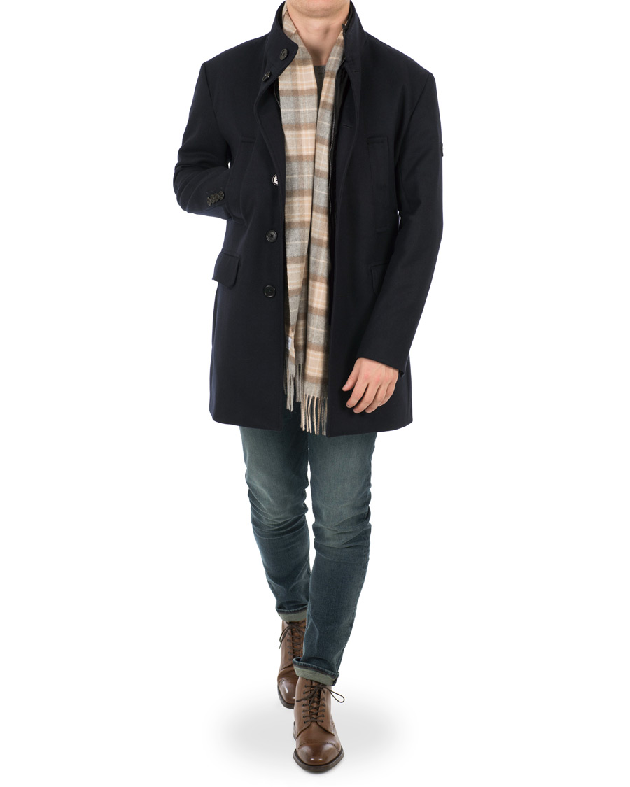 Homme | Manteaux Et Vestes | J.Lindeberg | Gavin Stand Up Collar Compact Melton Coat Navy