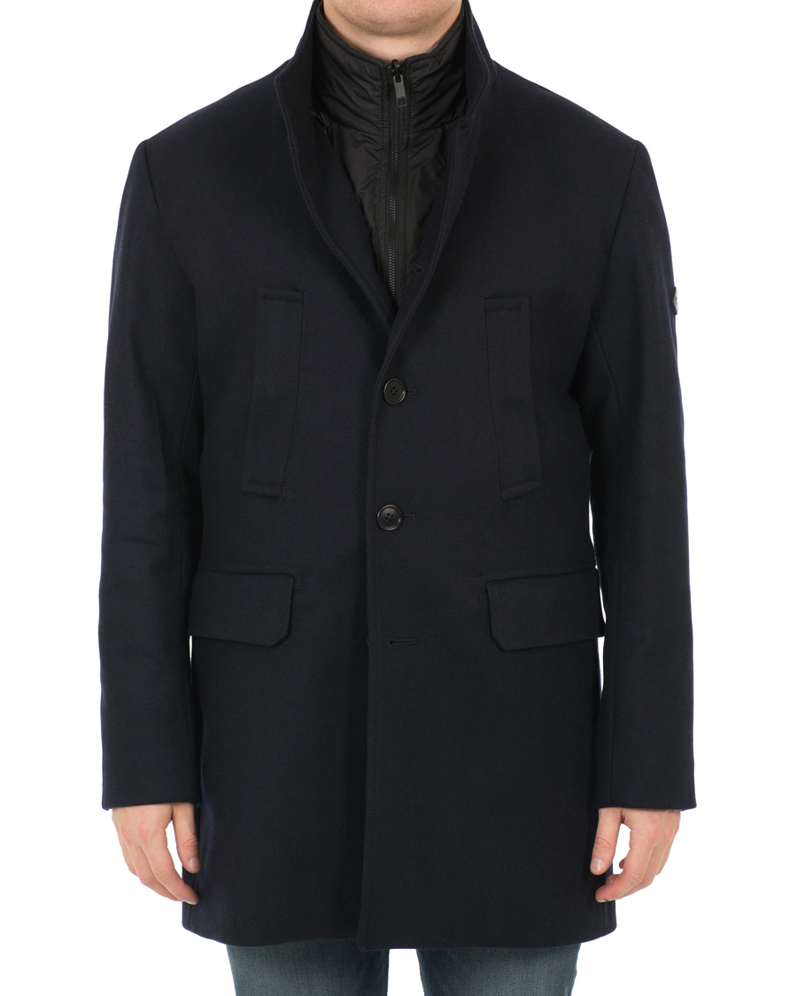 Homme | Manteaux Et Vestes | J.Lindeberg | Gavin Stand Up Collar Compact Melton Coat Navy