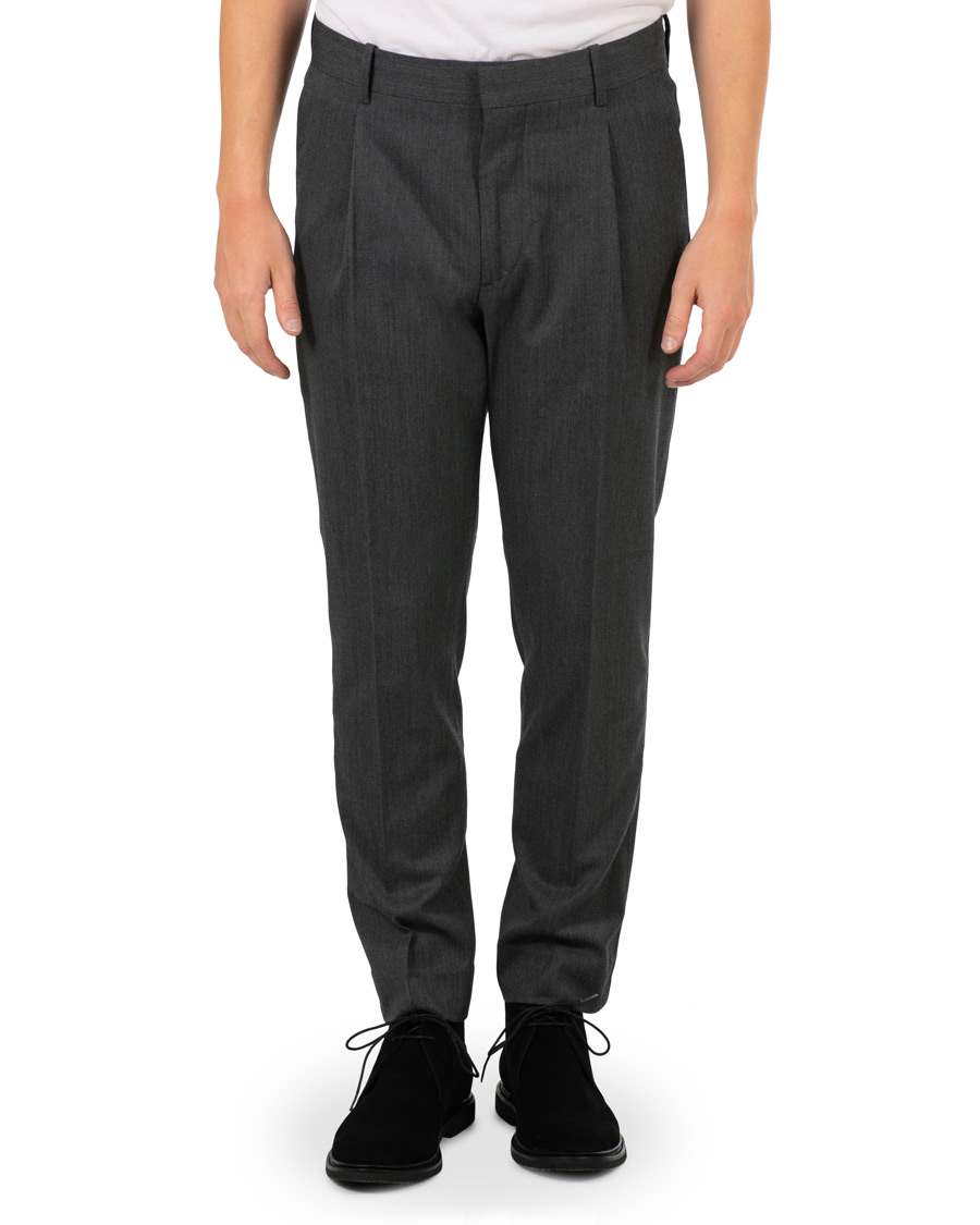 Homme | Pantalons | J.Lindeberg | Mike Pleated Trousers Grey Melange