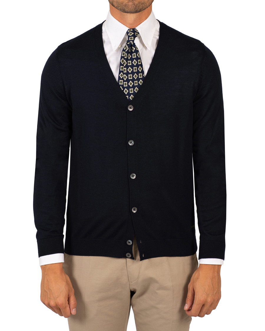 Heren | Truien | BOSS BLACK | BOSS Mardon Extra Fine Merino Cardigan Dark Navy