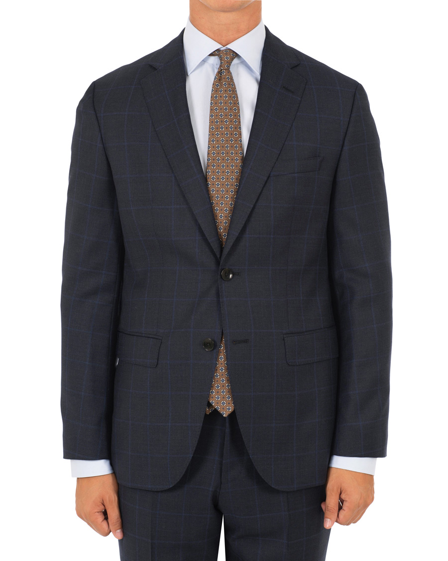 Homme | Costumes | BOSS BLACK | BOSS Johnstons/Lenon Check Wool Suit Open Blue