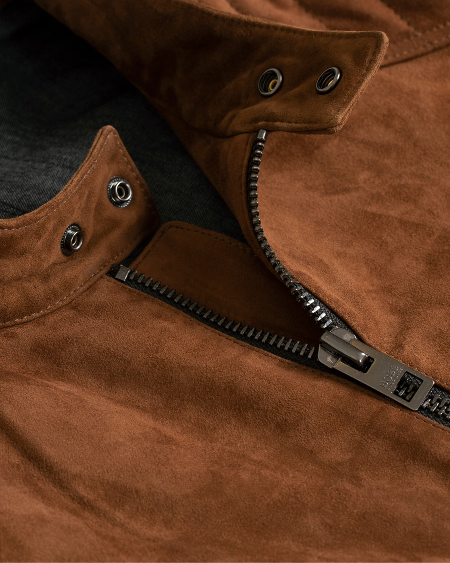 Heren | Jassen | BOSS ORANGE | BOSS Casual Jaydee Biker Jacket Dark Brown Suede